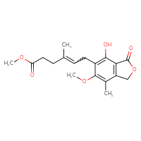 Chemical structure of methyl 6-(4-hydroxy-6-methoxy-7-methyl-3-oxo-1,3-dihydro-2-benzofuran-5-yl)-4-methylhex-4-enoate - CSSB00020619404