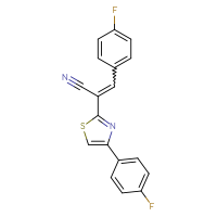 Chemical structure of 3-(4-fluorophenyl)-2-[4-(4-fluorophenyl)-1,3-thiazol-2-yl]prop-2-enenitrile - CSSB02125604277