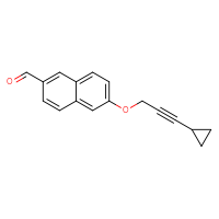 Chemical structure of 6-[(3-cyclopropylprop-2-yn-1-yl)oxy]naphthalene-2-carbaldehyde - CSSB21332841484