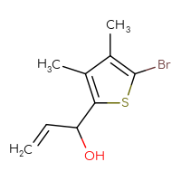 Chemical structure of 1-(5-bromo-3,4-dimethylthiophen-2-yl)prop-2-en-1-ol - CSSB02516733111