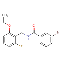Chemical structure of 3-bromo-N-[(2-ethoxy-6-fluorophenyl)methyl]benzamide - CSSB21432469917