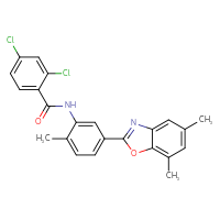 Chemical structure of 2,4-dichloro-N-[5-(5,7-dimethyl-1,3-benzoxazol-2-yl)-2-methylphenyl]benzamide - CSSB00121701051
