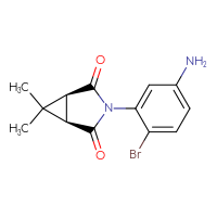 Chemical structure of (1R,5S)-3-(5-amino-2-bromophenyl)-6,6-dimethyl-3-azabicyclo[3.1.0]hexane-2,4-dione - CSSB02176645850