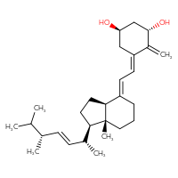 Chemical structure of (1R,3S,5E)-5-{2-[(1R,3aS,4E,7aR)-1-[(2R,3E,5R)-5,6-dimethylhept-3-en-2-yl]-7a-methyl-octahydro-1H-inden-4-ylidene]ethylidene}-4-methylidenecyclohexane-1,3-diol - CSSB00132310978