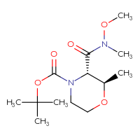 Chemical structure of tert-butyl (2R,3S)-3-[methoxy(methyl)carbamoyl]-2-methylmorpholine-4-carboxylate - CSSB00990285068