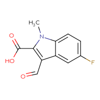 Chemical structure of 5-fluoro-3-formyl-1-methyl-1H-indole-2-carboxylic acid - CSSB00010782079
