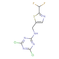 Chemical structure of 4,6-dichloro-N-{[2-(difluoromethyl)-1,3-thiazol-5-yl]methyl}-1,3,5-triazin-2-amine - CSSB03576812111