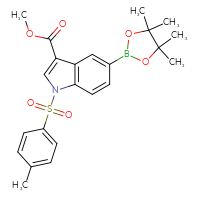 Chemical structure of methyl 1-(4-methylbenzenesulfonyl)-5-(4,4,5,5-tetramethyl-1,3,2-dioxaborolan-2-yl)-1H-indole-3-carboxylate - CSSB21332152295
