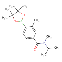 Chemical structure of N,3-dimethyl-N-(propan-2-yl)-4-(4,4,5,5-tetramethyl-1,3,2-dioxaborolan-2-yl)benzamide - CSSB02522299220