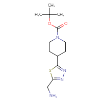 Chemical structure of tert-butyl 4-[5-(aminomethyl)-1,3,4-thiadiazol-2-yl]piperidine-1-carboxylate - CSSB00160573044
