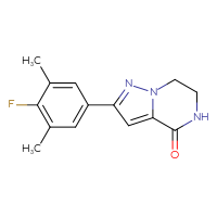 Chemical structure of 2-(4-fluoro-3,5-dimethylphenyl)-4H,5H,6H,7H-pyrazolo[1,5-a]pyrazin-4-one - CSSB21253046188