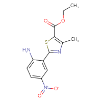 Chemical structure of ethyl 2-(2-amino-5-nitrophenyl)-4-methyl-1,3-thiazole-5-carboxylate - CSSB00103158232