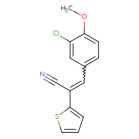 Chemical structure of 3-(3-chloro-4-methoxyphenyl)-2-(thiophen-2-yl)prop-2-enenitrile - CSSB02125603391