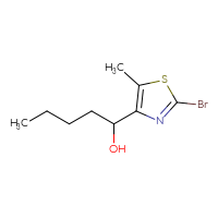 Chemical structure of 1-(2-bromo-5-methyl-1,3-thiazol-4-yl)pentan-1-ol - CSSB21246482813