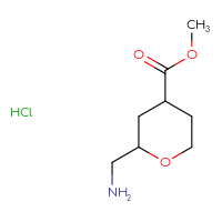 Chemical structure of methyl 2-(aminomethyl)oxane-4-carboxylate hydrochloride - CSSB20620693267