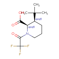 Chemical structure of rac-(2R,3R)-3-tert-butyl-1-(2,2,2-trifluoroacetyl)piperidine-2-carboxylic acid - CSSB20620682315