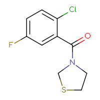 Chemical structure of 3-(2-chloro-5-fluorobenzoyl)-1,3-thiazolidine - CSSB01004825116