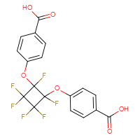 Chemical structure of 4-[2-(4-carboxyphenoxy)-1,2,3,3,4,4-hexafluorocyclobutoxy]benzoic acid - CSSB06256080445