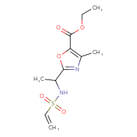 Chemical structure of ethyl 2-(1-ethenesulfonamidoethyl)-4-methyl-1,3-oxazole-5-carboxylate - CSSB21332101486