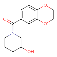 Chemical structure of 1-(2,3-dihydro-1,4-benzodioxine-6-carbonyl)piperidin-3-ol - CSSB00016992881