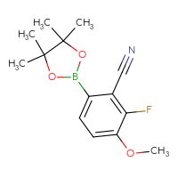 Chemical structure of 2-fluoro-3-methoxy-6-(4,4,5,5-tetramethyl-1,3,2-dioxaborolan-2-yl)benzonitrile - CSSB03552294115