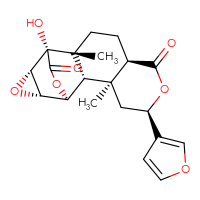 Chemical structure of (1S,2S,3S,5R,8R,11R,12S,13S,15S)-5-(furan-3-yl)-12-hydroxy-3,11-dimethyl-6,14,16-trioxapentacyclo[10.3.2.0²,¹¹.0³,⁸.0¹³,¹⁵]heptadecane-7,17-dione - CSSB20622561808