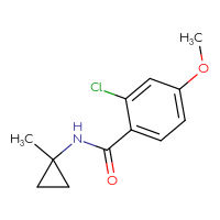 Chemical structure of 2-chloro-4-methoxy-N-(1-methylcyclopropyl)benzamide - CSSB01994207064