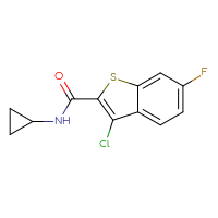 Chemical structure of 3-chloro-N-cyclopropyl-6-fluoro-1-benzothiophene-2-carboxamide - CSSB00000482784