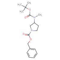 Chemical structure of benzyl 3-{[(tert-butoxy)carbonyl](methyl)amino}pyrrolidine-1-carboxylate - CSSB00010089797
