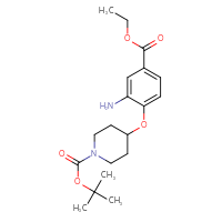 Chemical structure of tert-butyl 4-[2-amino-4-(ethoxycarbonyl)phenoxy]piperidine-1-carboxylate - CSSB02229141874