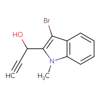 Chemical structure of 1-(3-bromo-1-methyl-1H-indol-2-yl)prop-2-yn-1-ol - CSSB21246424551