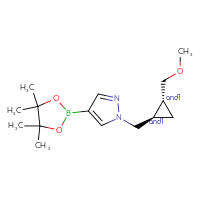 Chemical structure of rac-1-{[(1R,2R)-2-(methoxymethyl)cyclopropyl]methyl}-4-(4,4,5,5-tetramethyl-1,3,2-dioxaborolan-2-yl)-1H-pyrazole - CSSB02133931991