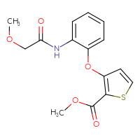 Chemical structure of methyl 3-[2-(2-methoxyacetamido)phenoxy]thiophene-2-carboxylate - CSSB00025730377