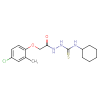 Chemical structure of 2-(4-chloro-2-methylphenoxy)-N-[(cyclohexylcarbamothioyl)amino]acetamide - CSSB00025734953