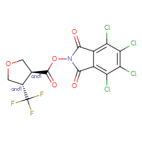 Chemical structure of rac-4,5,6,7-tetrachloro-1,3-dioxo-2,3-dihydro-1H-isoindol-2-yl (3R,4R)-4-(trifluoromethyl)oxolane-3-carboxylate - CSSB20269912760