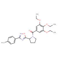 Chemical structure of 3-(4-methylphenyl)-5-[1-(3,4,5-triethoxybenzoyl)pyrrolidin-2-yl]-1,2,4-oxadiazole - CSSB00025804060