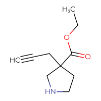 Chemical structure of ethyl 3-(prop-2-yn-1-yl)pyrrolidine-3-carboxylate - CSSB00102955198