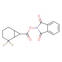 Chemical structure of 1,3-dioxo-2,3-dihydro-1H-isoindol-2-yl 2,2-difluorobicyclo[4.1.0]heptane-7-carboxylate - CSSB02127154772