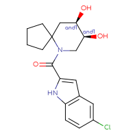 Chemical structure of rac-(8R,9S)-6-(5-chloro-1H-indole-2-carbonyl)-6-azaspiro[4.5]decane-8,9-diol - CSSS21426670036