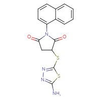 Chemical structure of 3-[(5-amino-1,3,4-thiadiazol-2-yl)sulfanyl]-1-(naphthalen-1-yl)pyrrolidine-2,5-dione - CSSB00121689373