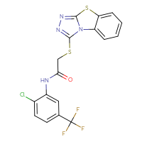 Chemical structure of N-[2-chloro-5-(trifluoromethyl)phenyl]-2-{7-thia-2,4,5-triazatricyclo[6.4.0.0²,⁶]dodeca-1(12),3,5,8,10-pentaen-3-ylsulfanyl}acetamide - CSSB00026150819