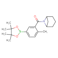 Chemical structure of 6-[2-methyl-5-(4,4,5,5-tetramethyl-1,3,2-dioxaborolan-2-yl)benzoyl]-6-azabicyclo[3.1.1]heptane - CSSB02533260618