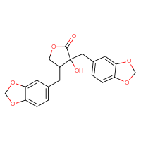 Chemical structure of 3,4-bis[(2H-1,3-benzodioxol-5-yl)methyl]-3-hydroxyoxolan-2-one - CSSB00121596147