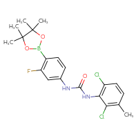 Chemical structure of 3-(2,6-dichloro-3-methylphenyl)-1-[3-fluoro-4-(4,4,5,5-tetramethyl-1,3,2-dioxaborolan-2-yl)phenyl]urea - CSSB21332085526