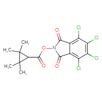 Chemical structure of 4,5,6,7-tetrachloro-1,3-dioxo-2,3-dihydro-1H-isoindol-2-yl 2,2,3,3-tetramethylcyclopropane-1-carboxylate - CSSB20269535033