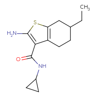 Chemical structure of 2-amino-N-cyclopropyl-6-ethyl-4,5,6,7-tetrahydro-1-benzothiophene-3-carboxamide - CSSB00000776689