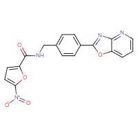 Chemical structure of 5-nitro-N-[(4-{[1,3]oxazolo[4,5-b]pyridin-2-yl}phenyl)methyl]furan-2-carboxamide - CSSB00121617557