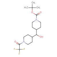 Chemical structure of tert-butyl 4-{hydroxy[1-(2,2,2-trifluoroacetyl)piperidin-4-yl]methyl}piperidine-1-carboxylate - CSSB03496575404