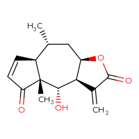 Chemical structure of (3aS,4S,4aR,7aR,8R,9aR)-4-hydroxy-4a,8-dimethyl-3-methylidene-2H,3H,3aH,4H,4aH,5H,7aH,8H,9H,9aH-azuleno[6,5-b]furan-2,5-dione - CSSB00102634450