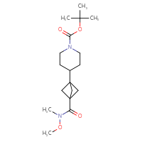 Chemical structure of tert-butyl 4-{3-[methoxy(methyl)carbamoyl]bicyclo[1.1.1]pentan-1-yl}piperidine-1-carboxylate - CSSB02271961064